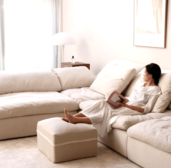 Feather Corner Couch Beige Comfortable